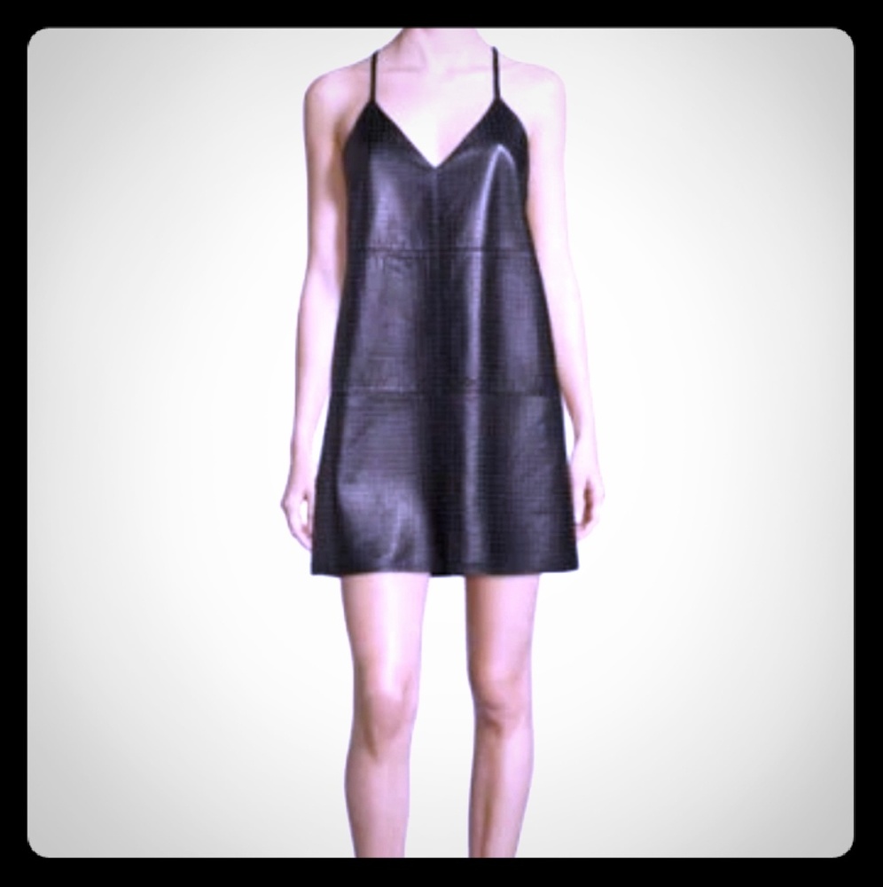 New Alice +Olivia A Line leather dress